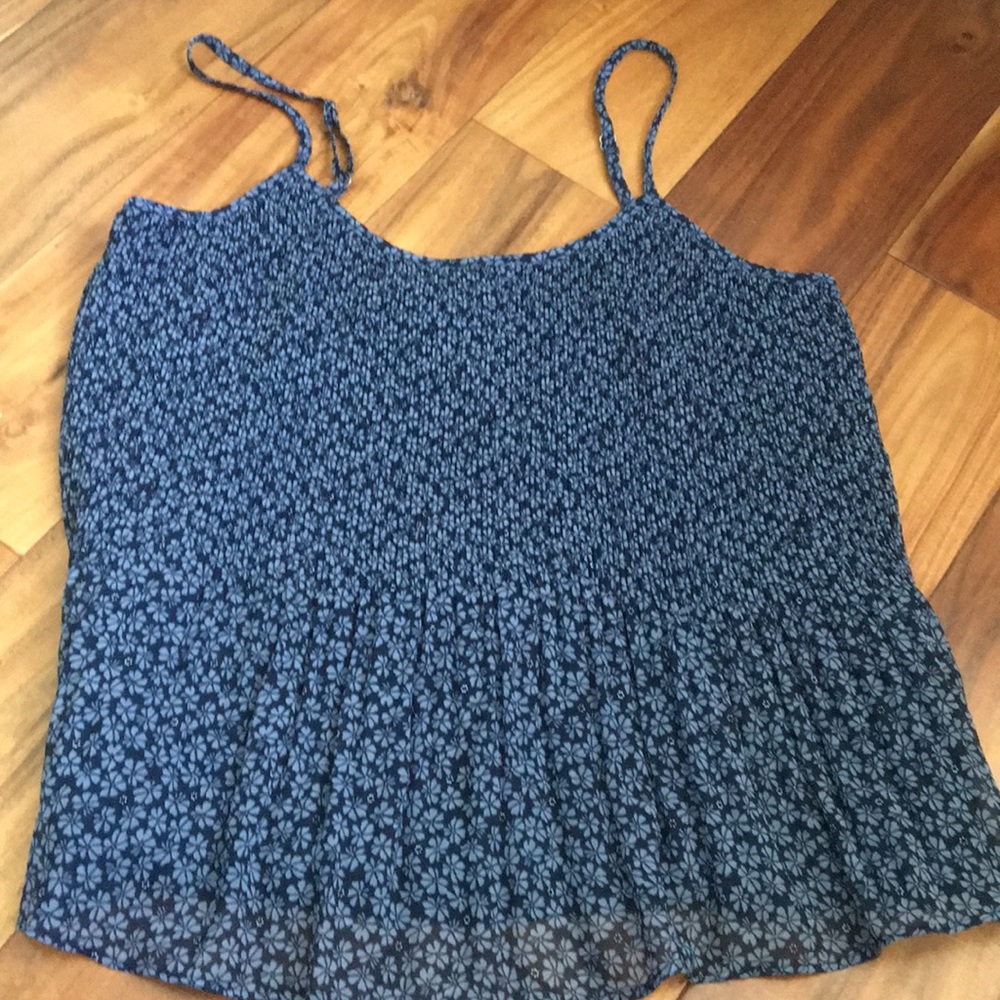 floral navy blue tank top